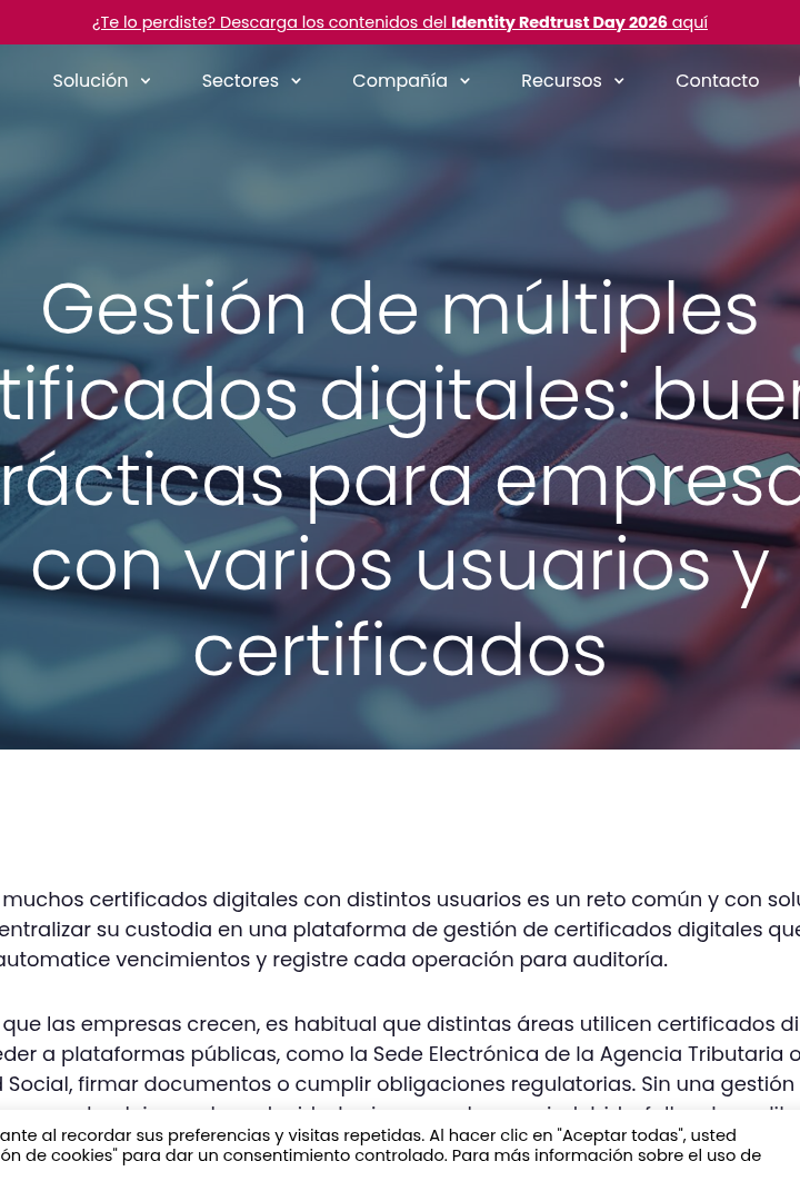 Captura de pantalla de Redtrust - Gestión de Múltiples Certificados