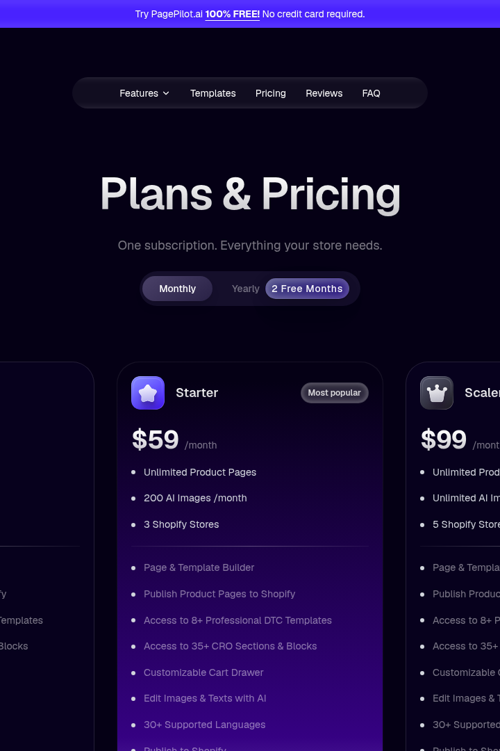Captura de pantalla de PagePilot.ai - Precios
