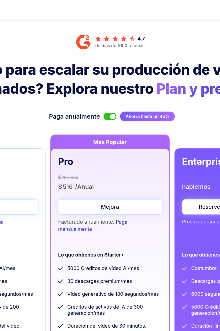 Captura de pantalla de Animaker - Precios