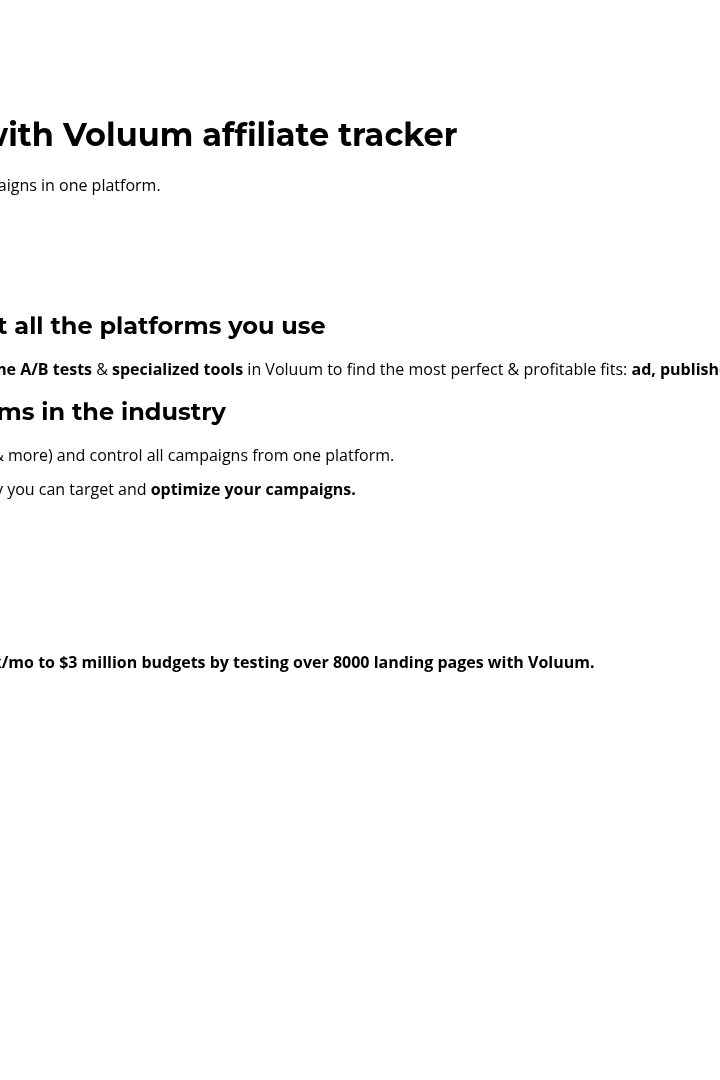 Captura de pantalla de Voluum - Software para Marketing de Afiliados
