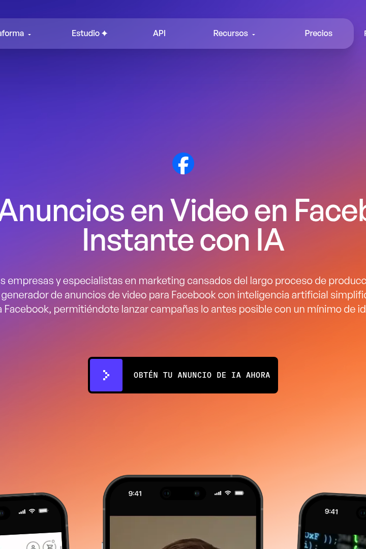 Captura de pantalla de Creatify - Casos de Uso: Anuncios de Facebook