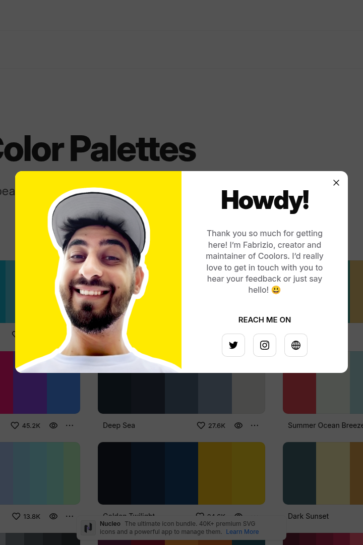 Captura de pantalla de Coolors - Paletas en Tendencia