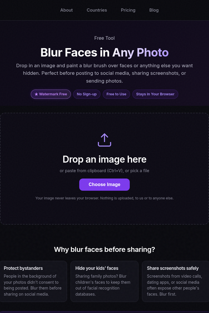 Captura de pantalla de FacePrivacy - Funcionalidad de Desenfoque