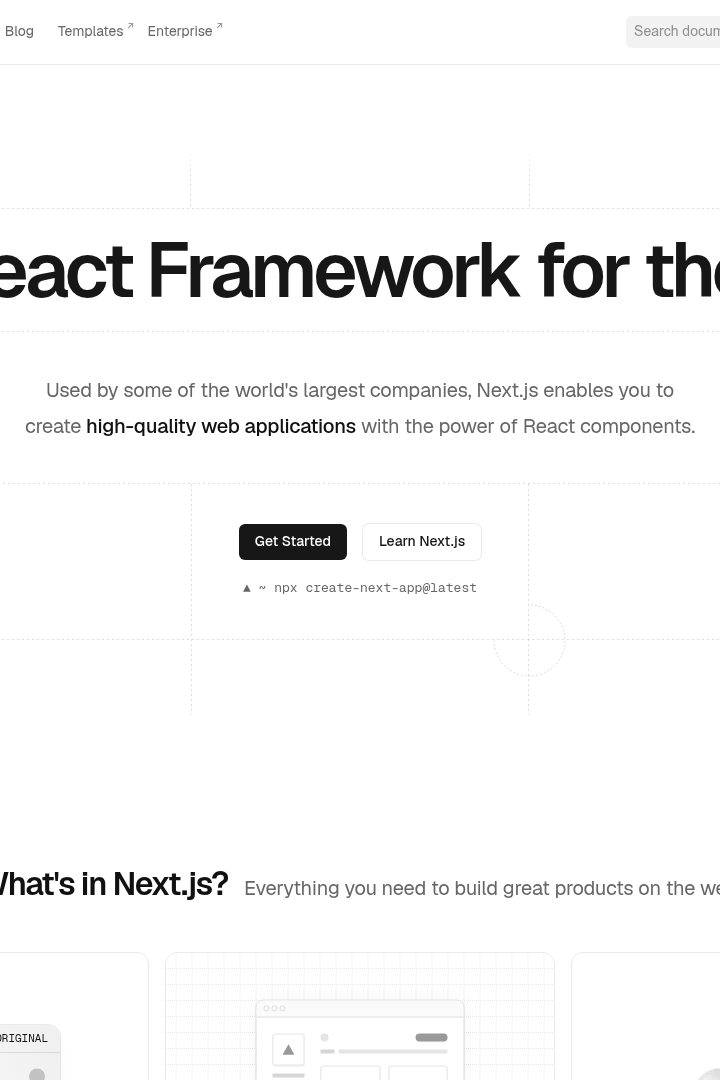 Captura de pantalla de Next.js - Hero