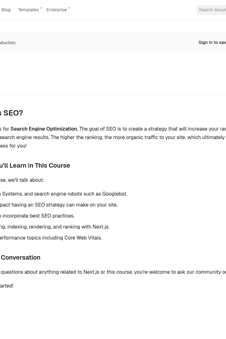 Captura de pantalla de Next.js - SEO