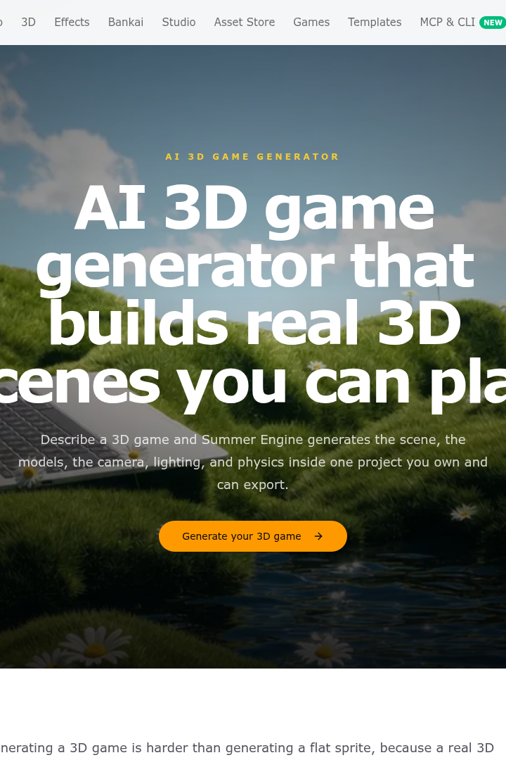 Captura de pantalla de AI 3D game generator - Hero