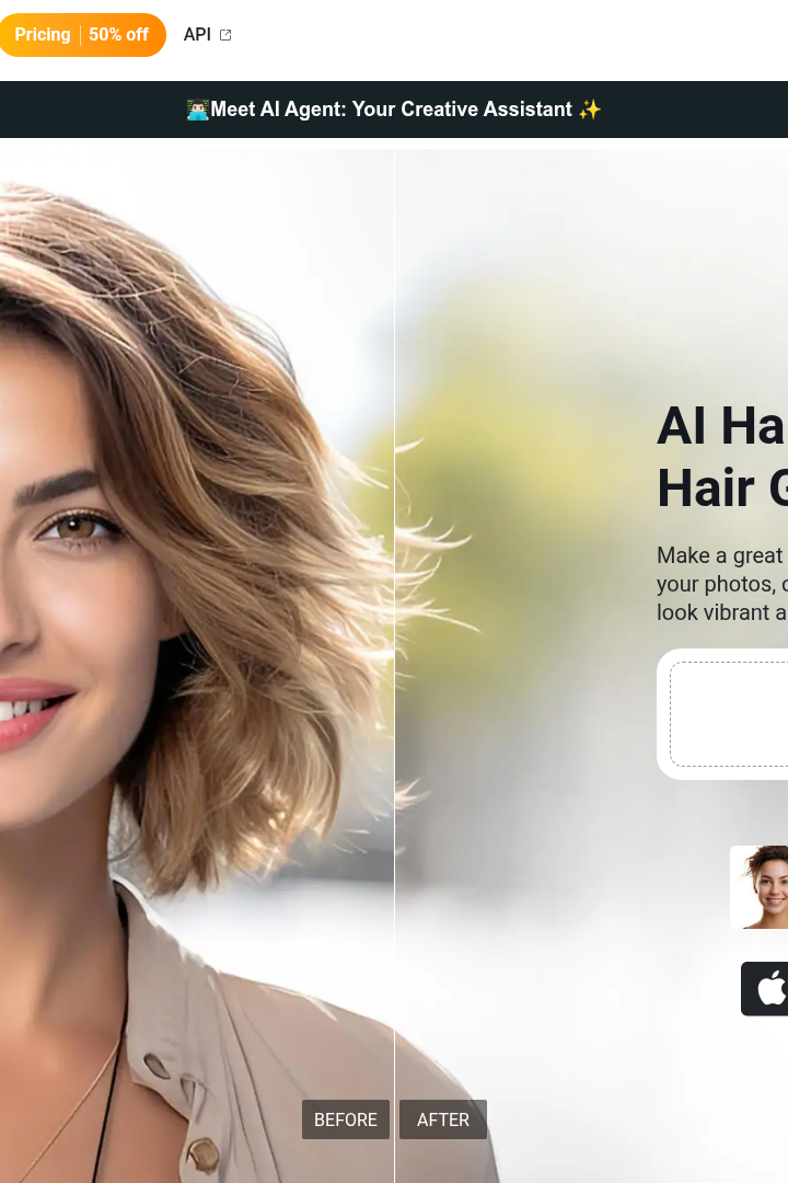 Captura de pantalla de YouCam Online AI Photo & Image Editor - Añadir pelo con IA