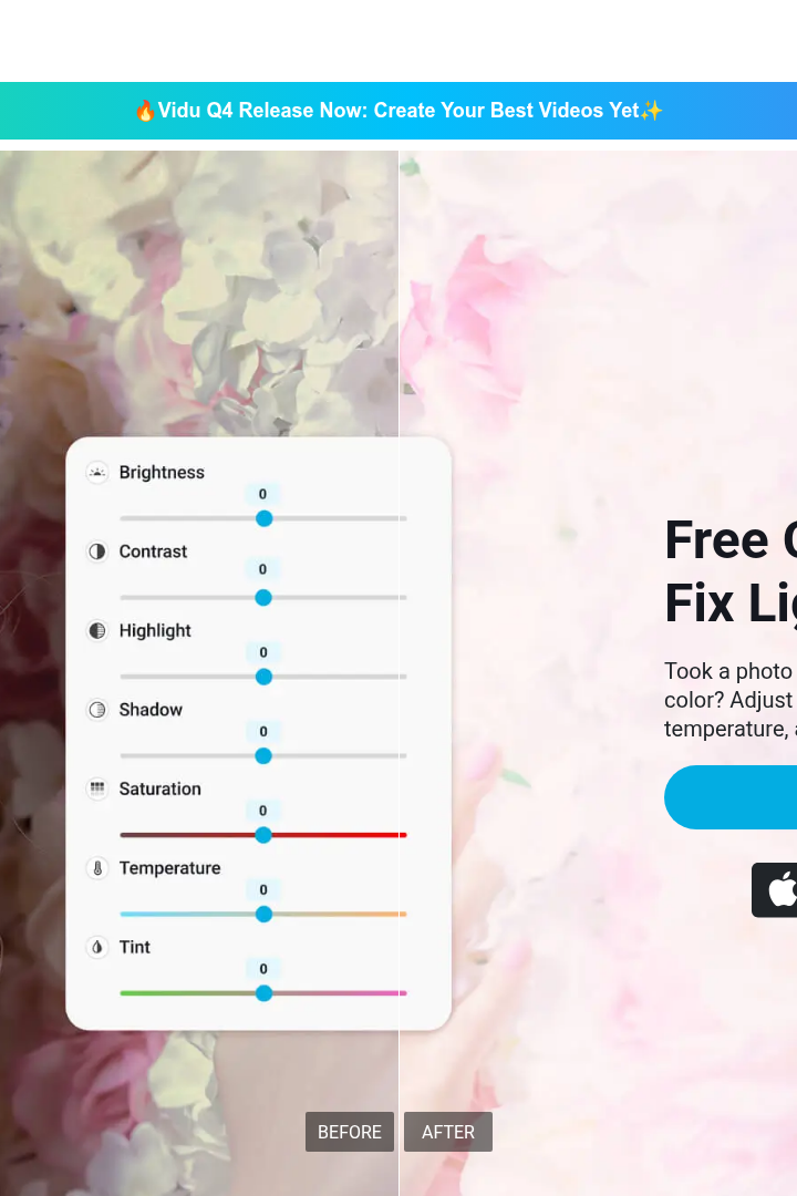 Captura de pantalla de YouCam Online AI Photo & Image Editor - Ajustar luz y color