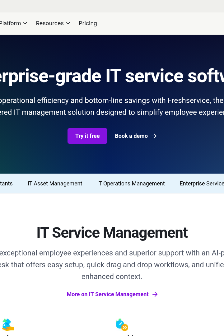 Captura de pantalla de Freshworks - Características de Freshservice