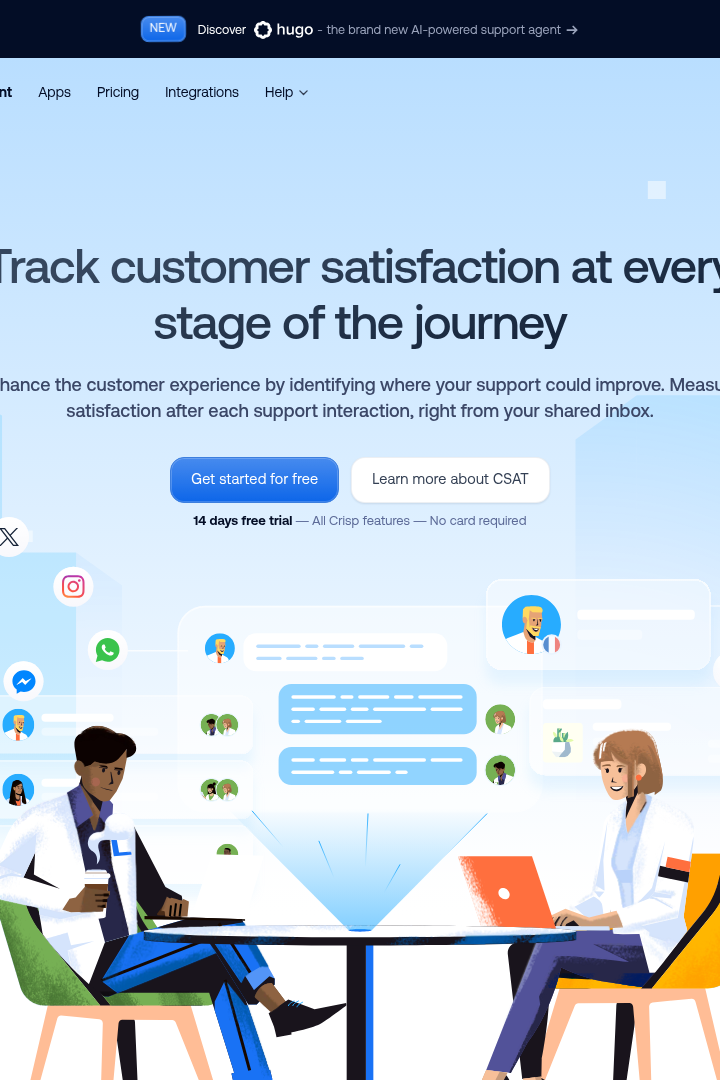 Captura de pantalla de Crisp - Satisfacción del Cliente