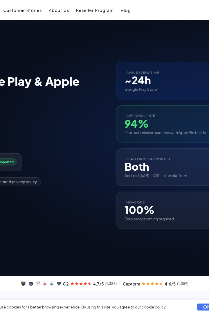 Captura de pantalla de Appy Pie - Publicación de Apps