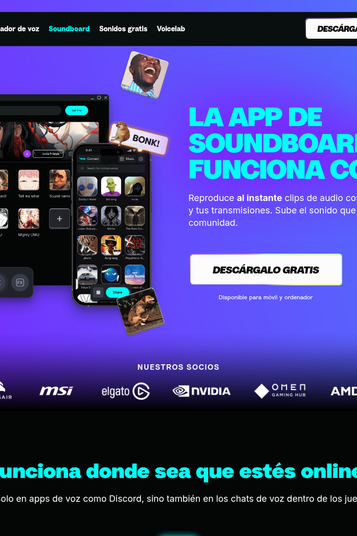 Captura de pantalla de Voicemod - Soundboard