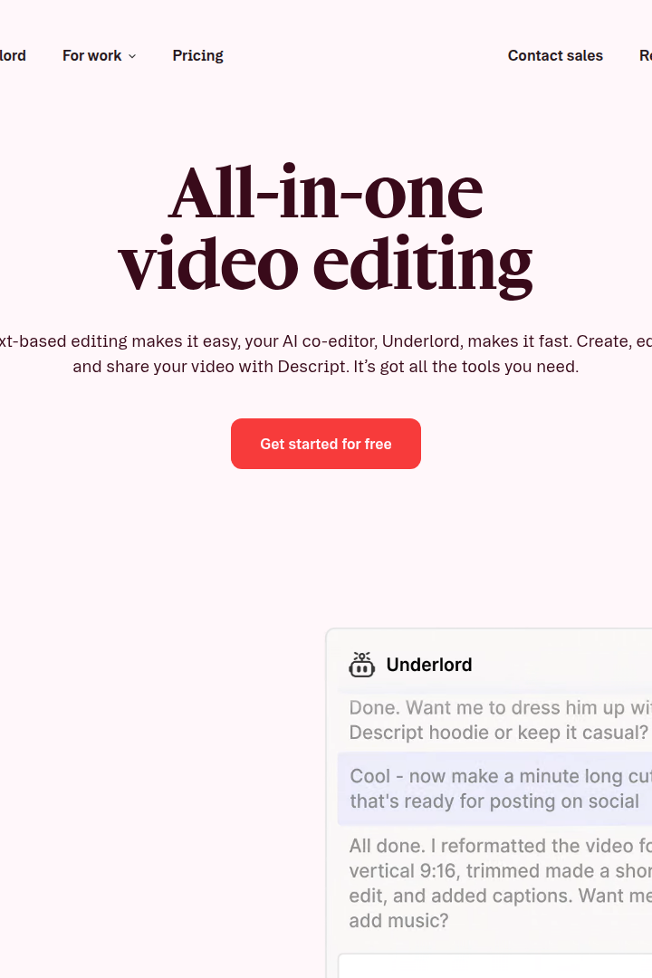 Captura de pantalla de Descript - Editor de Video