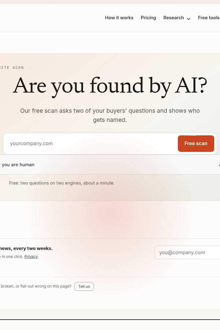 Captura de pantalla de Are You Found By AI? - Escaneo de Visibilidad