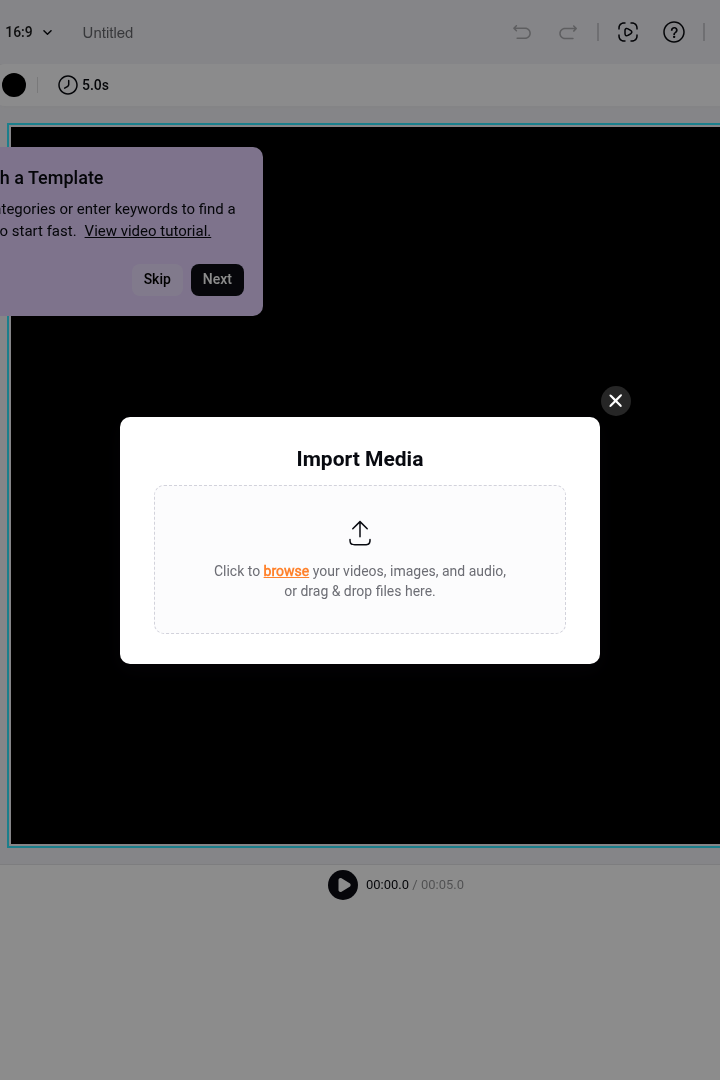 Captura de pantalla de FlexClip - Interfaz del Editor