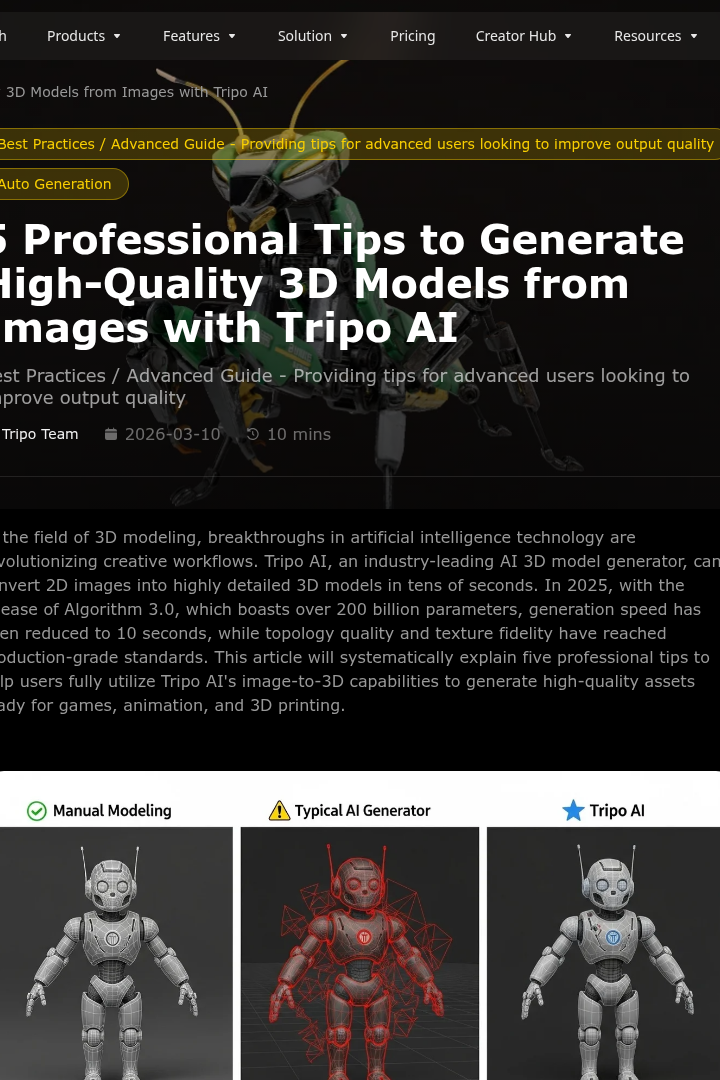 Captura de pantalla de Tripo AI - Tutorial Imagen a 3D
