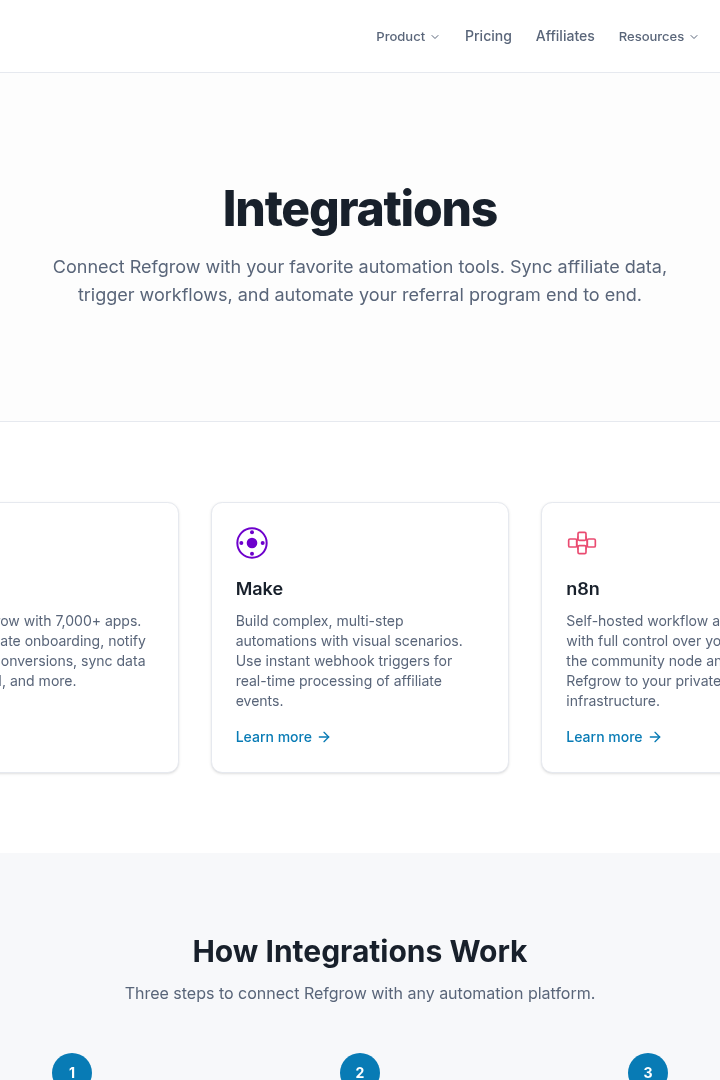 Captura de pantalla de Refgrow - Integraciones