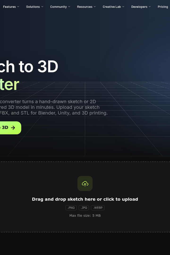 Captura de pantalla de Meshy - Boceto a 3D