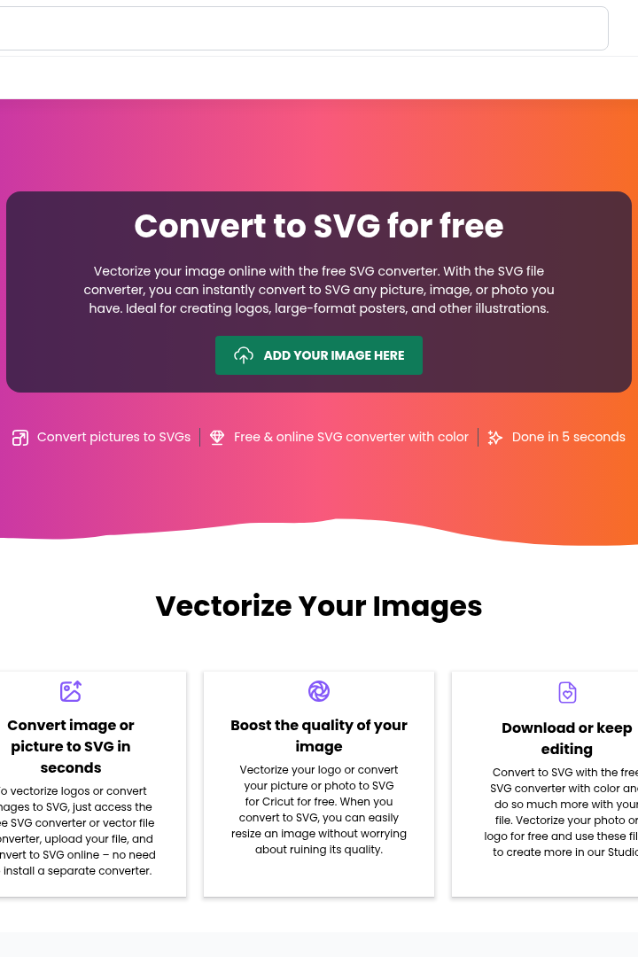 Captura de pantalla de Creative Fabrica Tools - Vectorizador de Imágenes