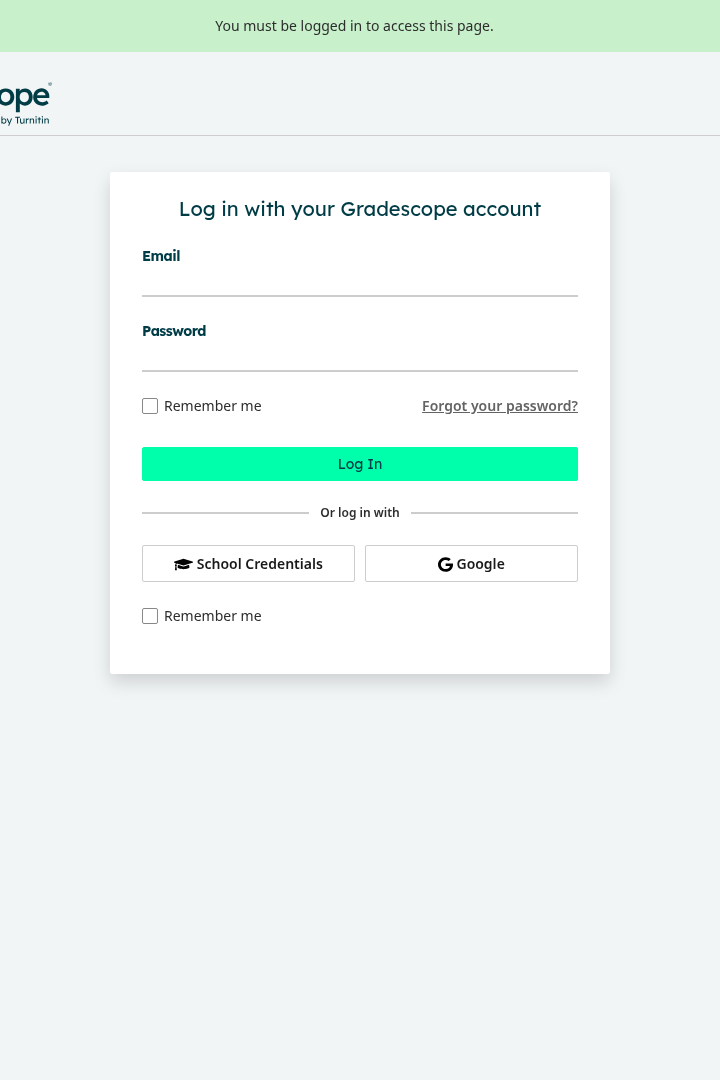Captura de pantalla de Gradescope - Vista del Curso