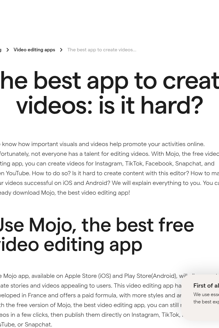 Captura de pantalla de Mojo - Editor de Video