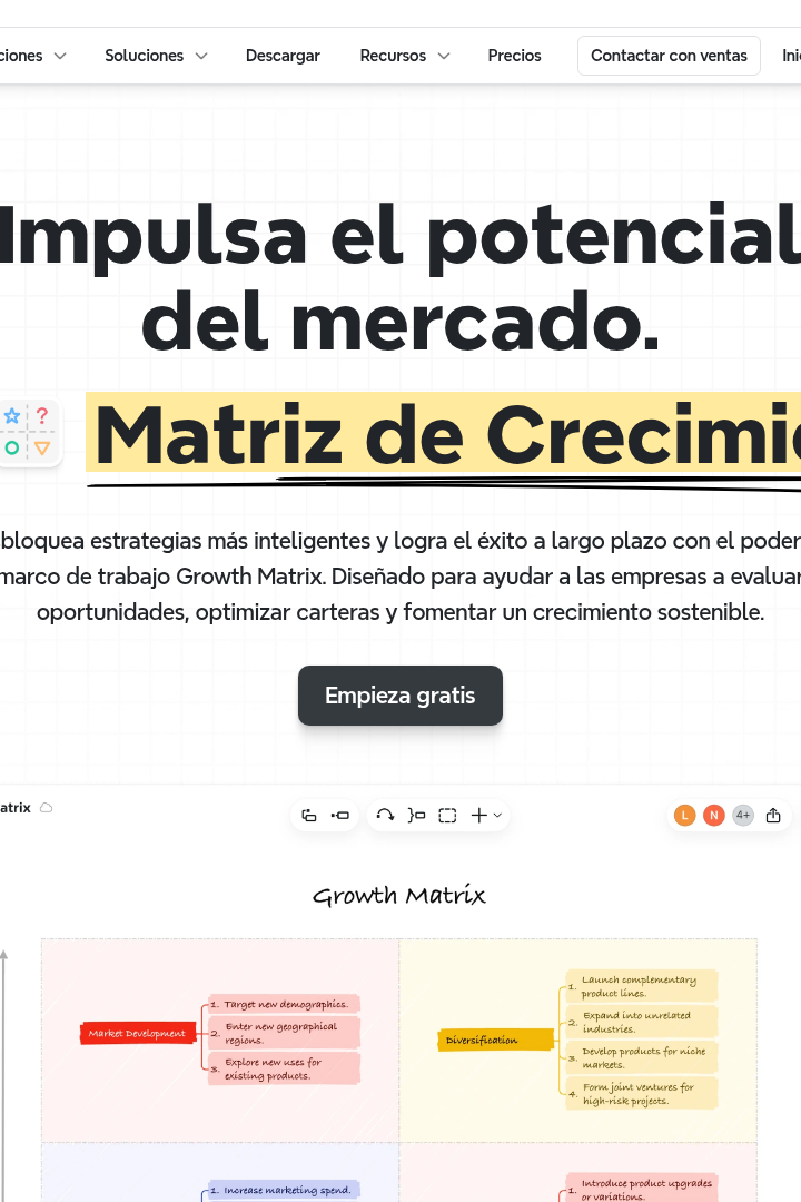 Captura de pantalla de Xmind - Matriz de Crecimiento