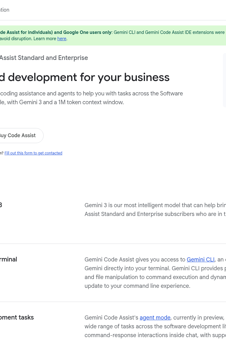 Captura de pantalla de Gemini Code Assist Standard and Enterprise - Hero