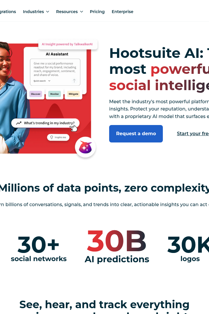 Captura de pantalla de Hootsuite - Funcionalidades de IA