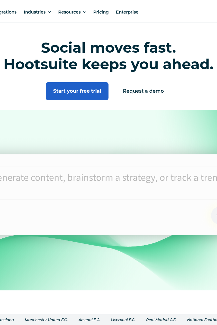 Captura de pantalla de Hootsuite - Hero