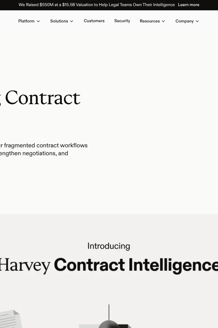 Captura de pantalla de Harvey - Inteligencia de contratos