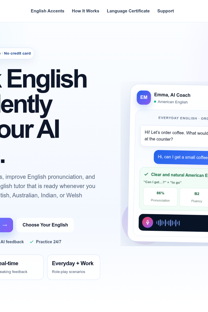 Captura de pantalla de EnglishPal.ai - Hero