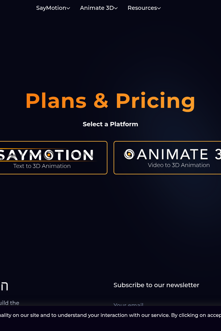 Captura de pantalla de DeepMotion - Precios