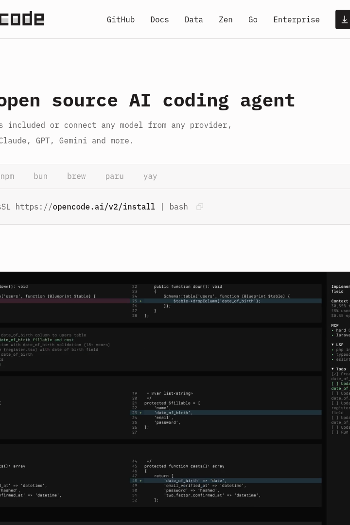 Captura de pantalla de OpenCode - Hero