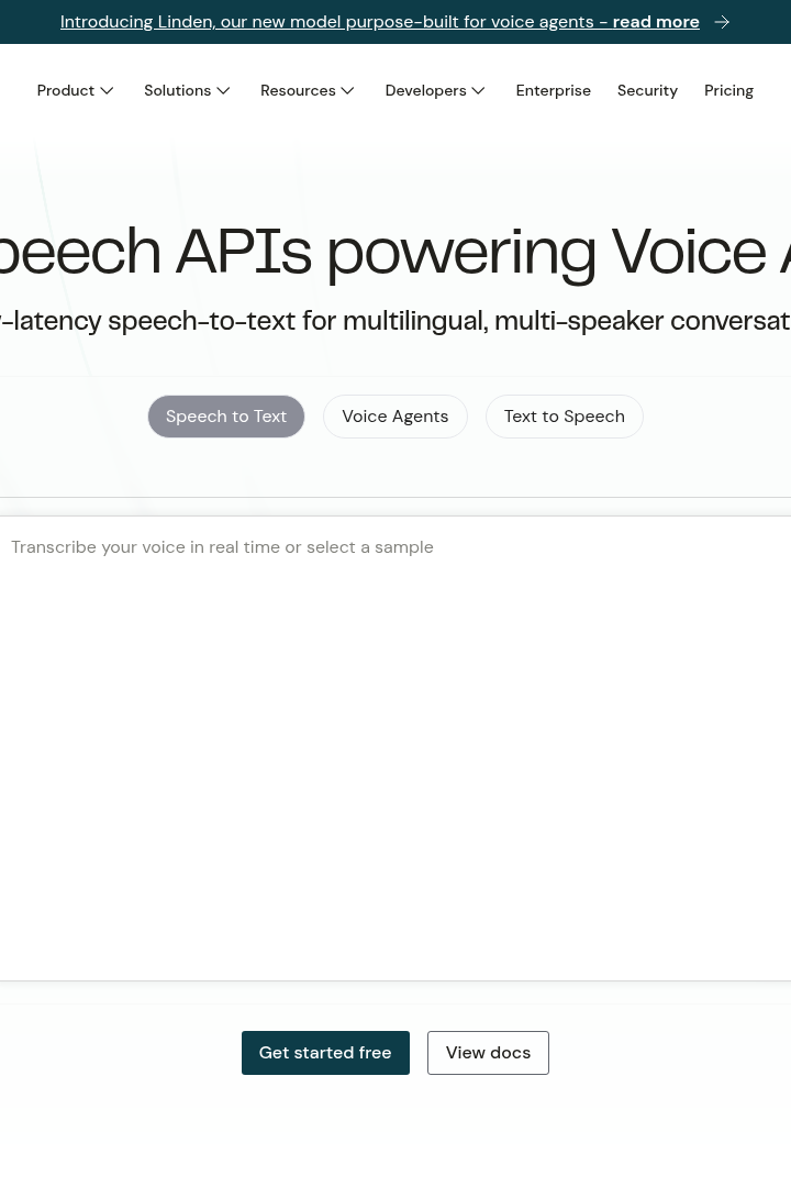 Captura de pantalla de Speechmatics - Hero