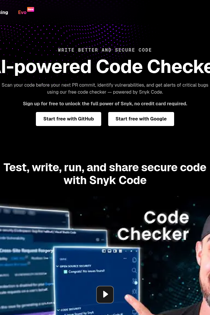 Captura de pantalla de Snyk - Escáner de Código Gratuito
