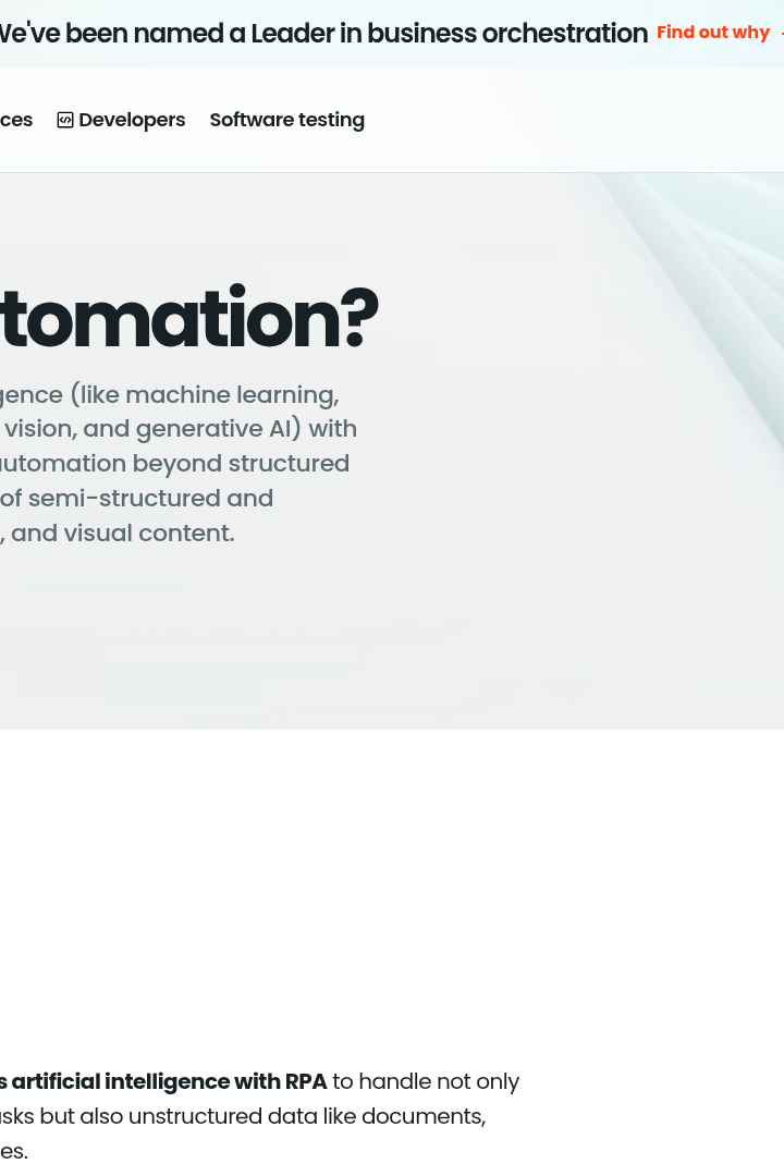 Captura de pantalla de UiPath - Automatización con IA