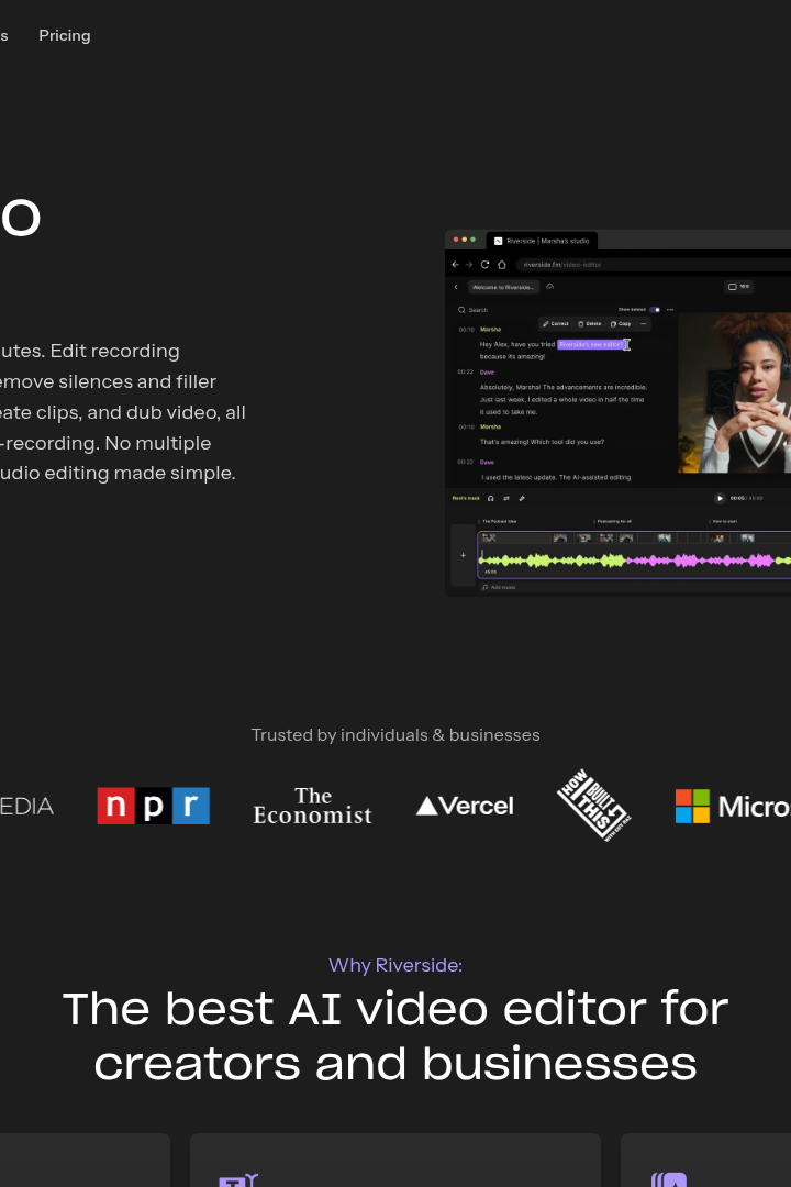 Captura de pantalla de Riverside - Editor de Video con IA