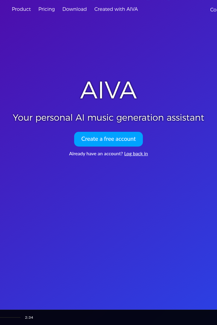 Captura de pantalla de AIVA - Hero