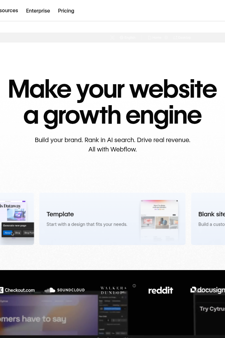Captura de pantalla de Webflow - Hero