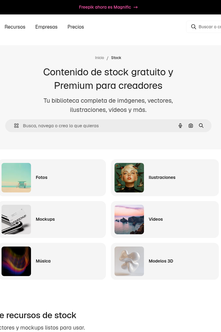 Captura de pantalla de Magnific - Contenido de Stock