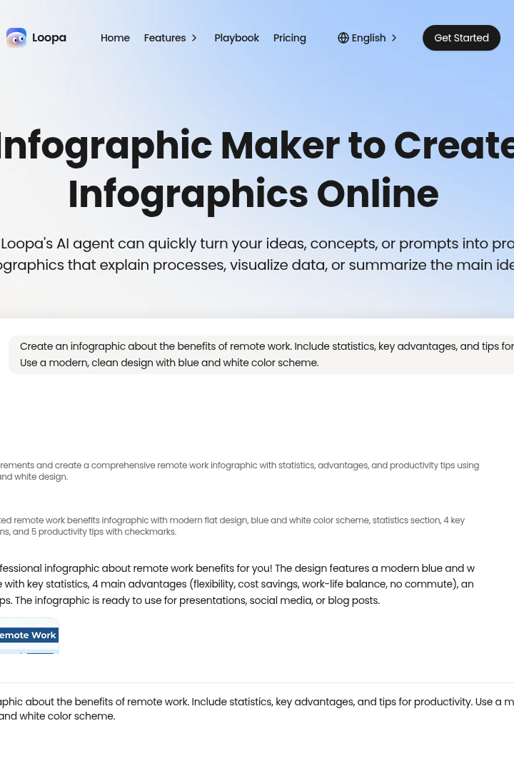 Captura de pantalla de Loopa - Generador de Infografías AI
