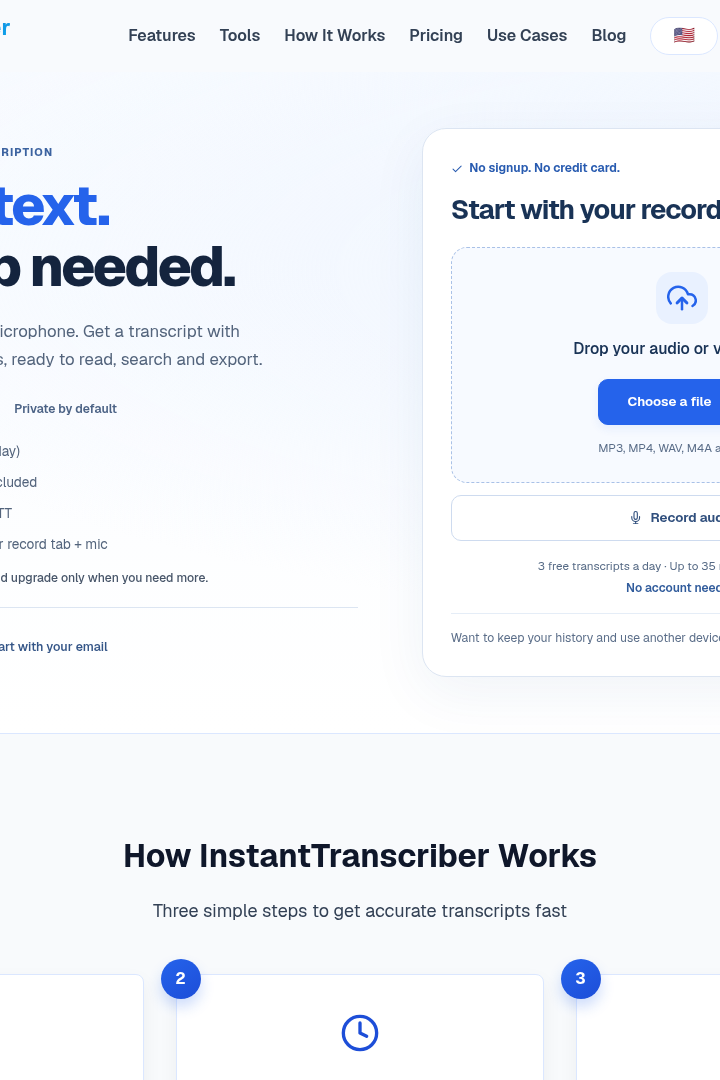 Captura de pantalla de InstantTranscriber - Hero