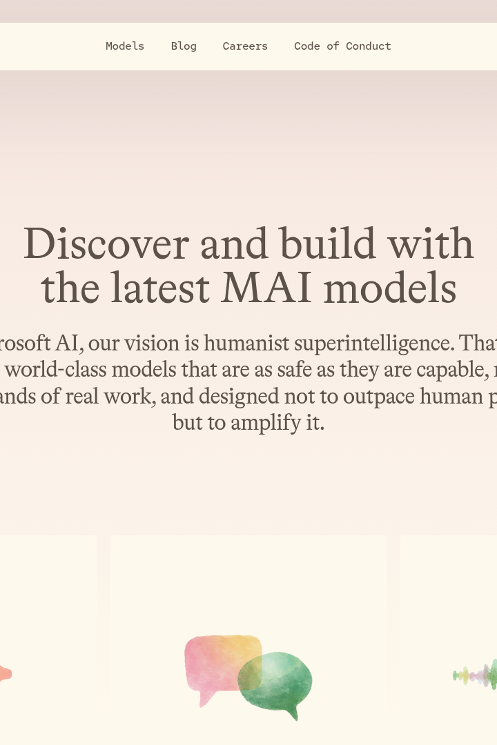 Captura de pantalla de Microsoft AI - Modelos