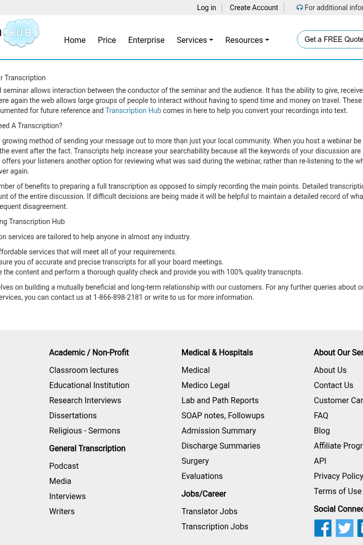 Captura de pantalla de Transcription Hub - Transcripción de Webinars