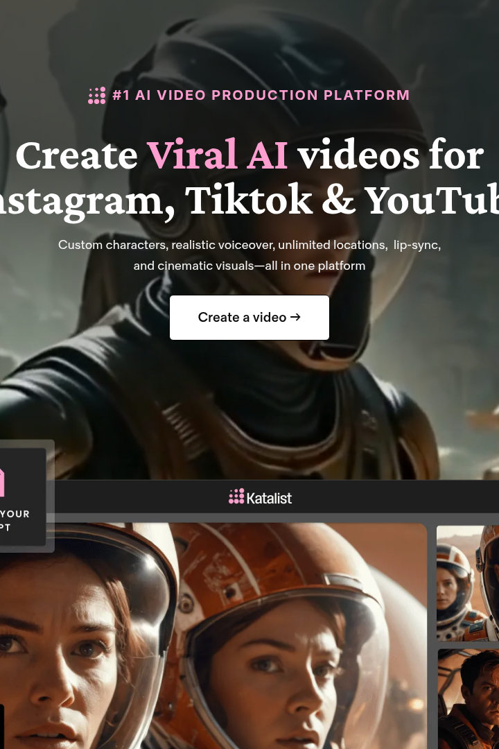 Captura de pantalla de Katalist AI - Plataforma de Producción de Video AI