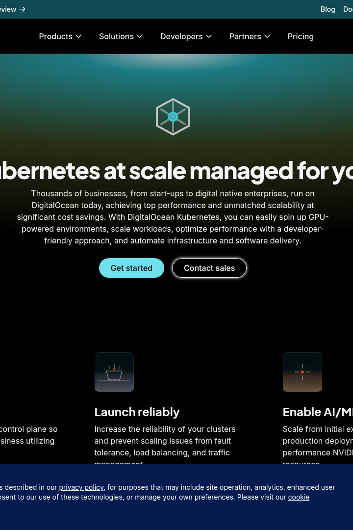 Captura de pantalla de DigitalOcean - Kubernetes Gestionado