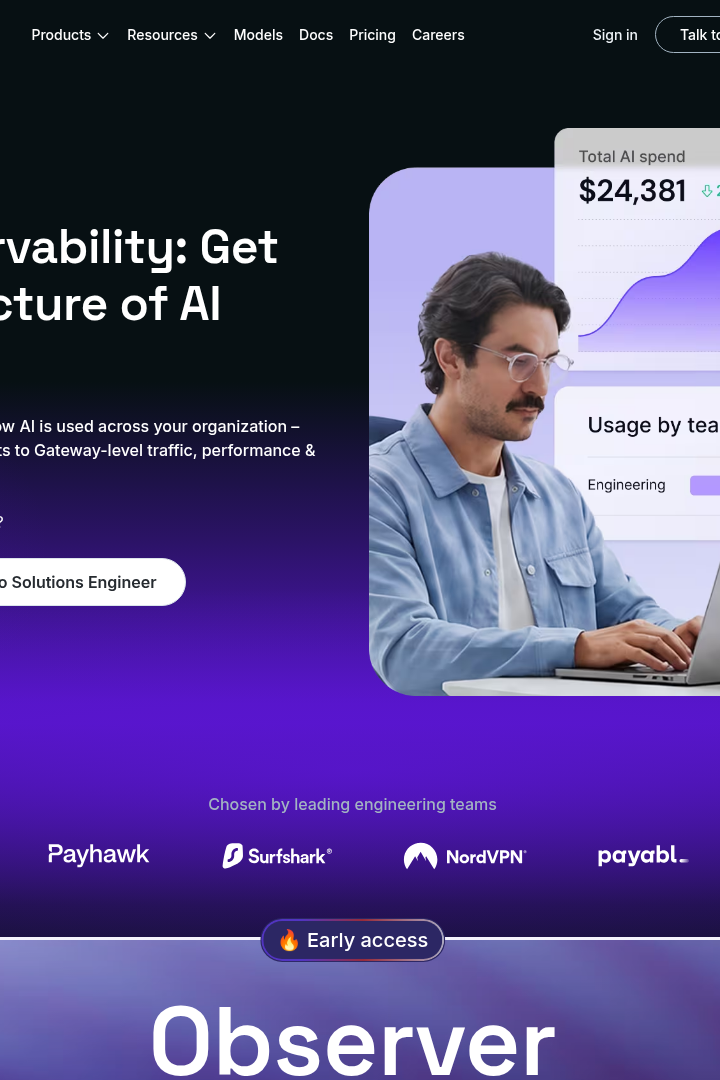 Captura de pantalla de nexos.ai - Observabilidad LLM