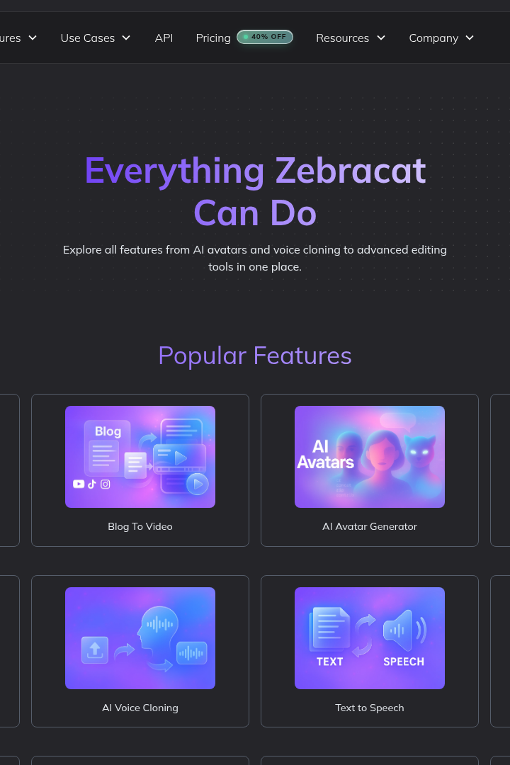 Captura de pantalla de Zebracat - Características