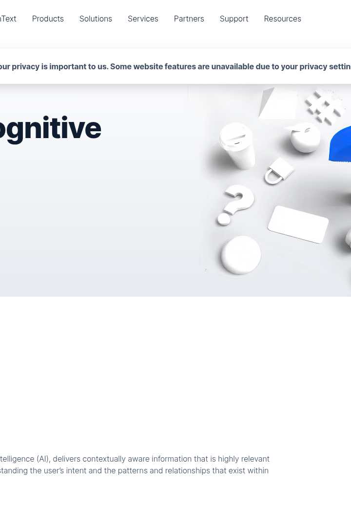 Captura de pantalla de OpenText - Búsqueda Cognitiva