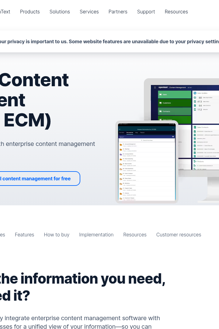 Captura de pantalla de OpenText - Gestión de Contenido